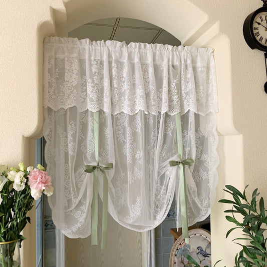 Vintage Floral Lace Tie-Up Shade – French Cottage Style